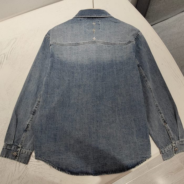 大人気 クロムハーツ 激安偽物 24 F/wスタッズ付き重金属クロスデニムシャツジャケット