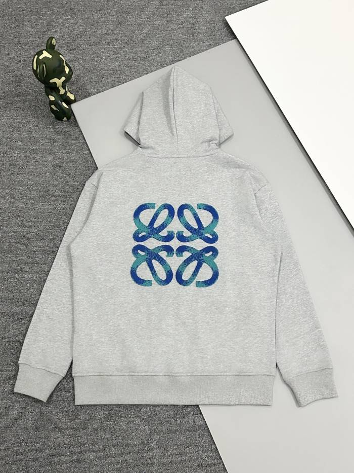【話題商品！】ロエベ n級品 2024秋冬新作胸と後ろの立体植毛歯ブラシ刺繍420 g毛輪純綿衛衣ファスナーコート