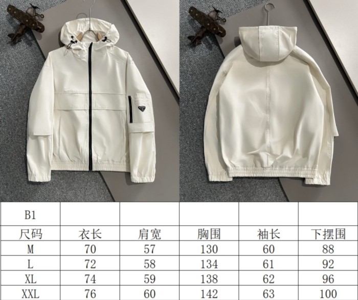 大人気 プラダ n級品 2024秋冬新作腕ポケット三角ロゴデザイン連帽防風ジャケット