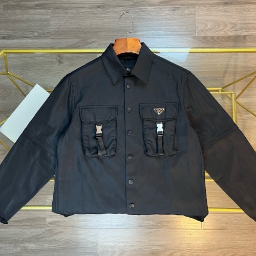 超奇跡の入荷☆ プラダ コピーおすすめ 24クラシック2枚組再生ナイロンポケット純色長袖シャツコート