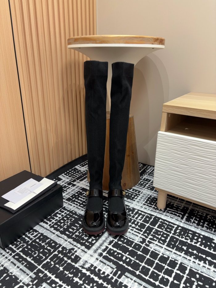 日本未入荷 シャネル 激安通販 ちゃんメアリージェン靴下毛糸筒ニーハイブーツ