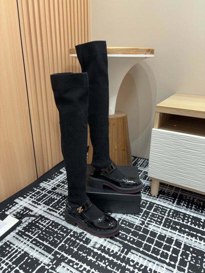 日本未入荷 シャネル 激安通販 ちゃんメアリージェン靴下毛糸筒ニーハイブーツ