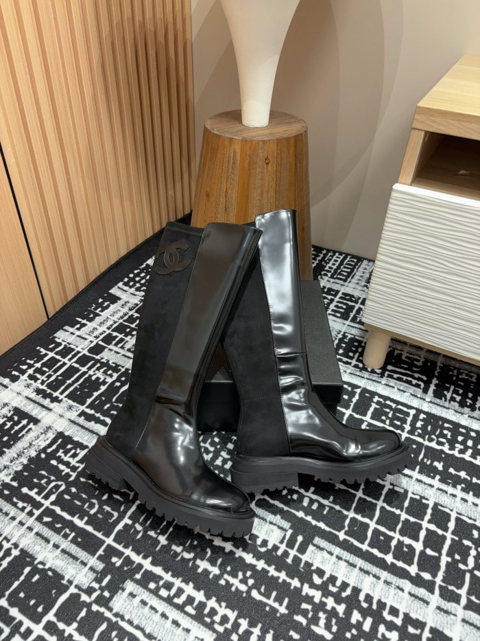 超話題! シャネル コピー 秋冬りダブルCパッチワークブーツライダースブーツ小香厚底ブーツ