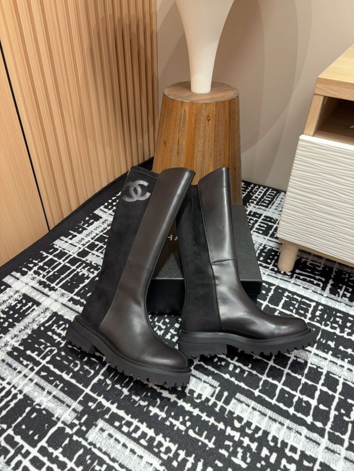 高品質 シャネル スーパーコピー 秋冬りダブルCパッチワークブーツライダースブーツ小香厚底ブーツ