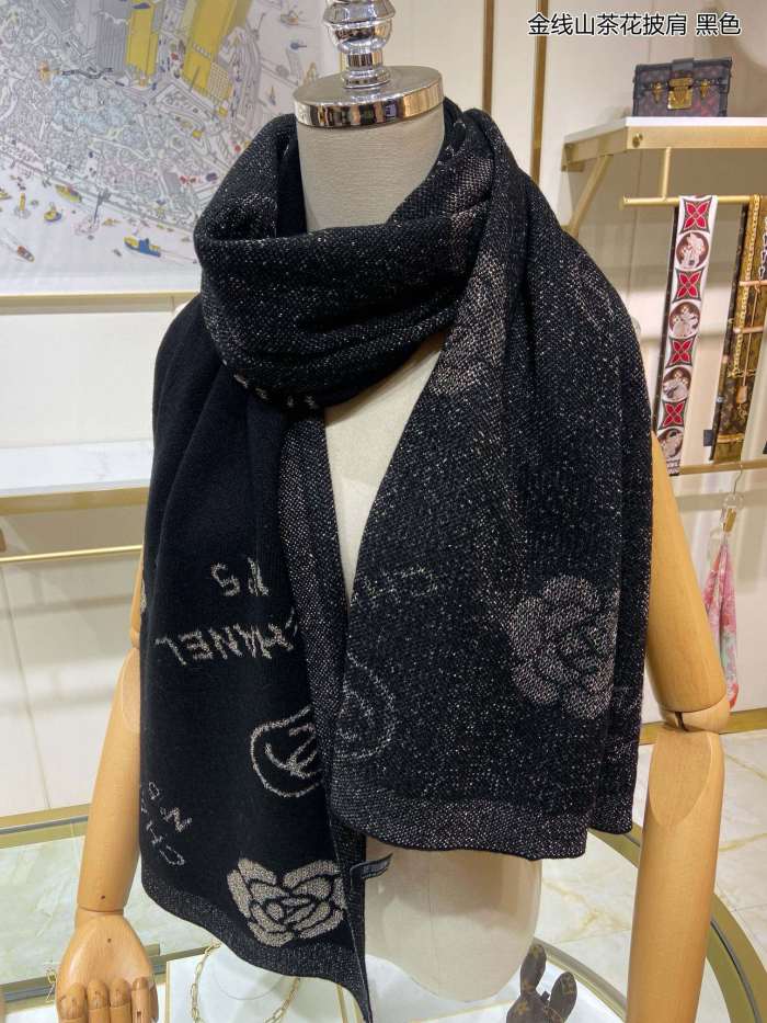 新作 シャネル 激安通販 金糸ツバキストール
