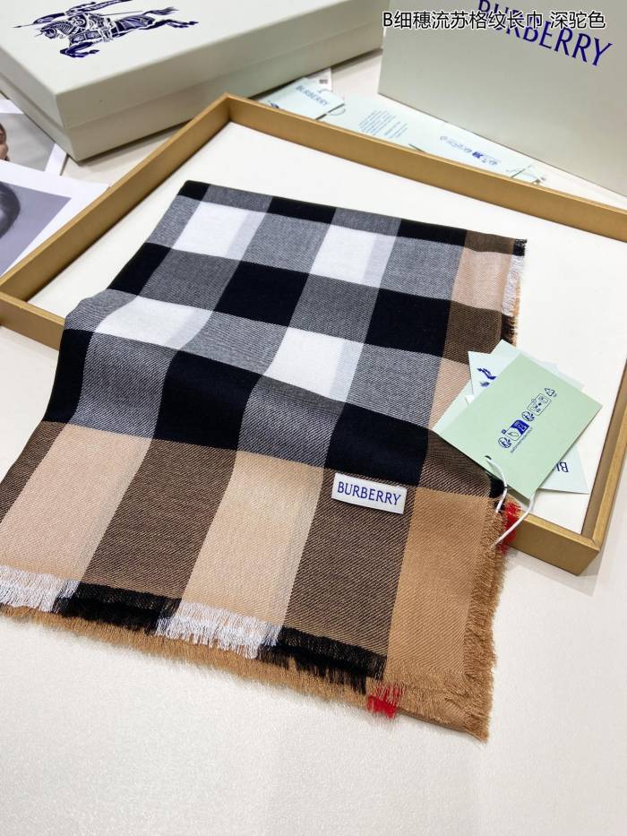 【限定】 バーバリー コピー 細穂フリンジチェックスカーフ