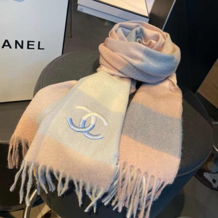稀少 シャネル 激安通販 カシミヤの水波紋の小さなマフラー