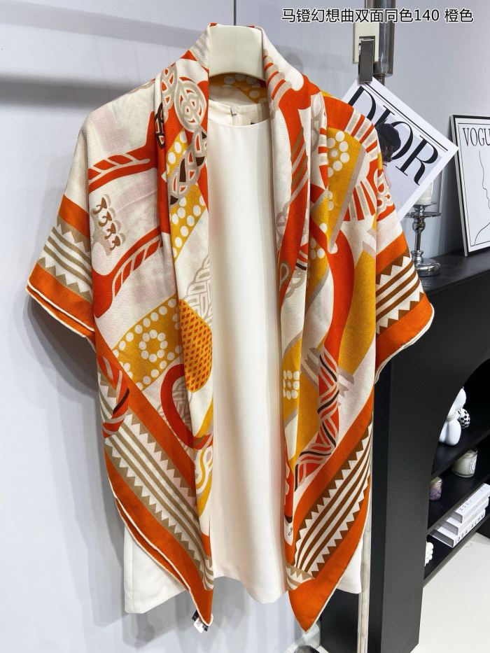 日本未入荷 エルメス 激安通販 の両面同色カシミヤスカーフ