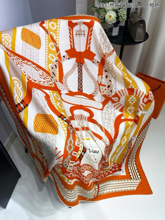 日本未入荷 エルメス 激安通販 の両面同色カシミヤスカーフ