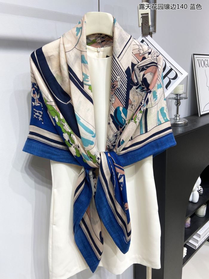稀少 エルメス 激安偽物 両面同色カシミヤ縁取りスカーフ