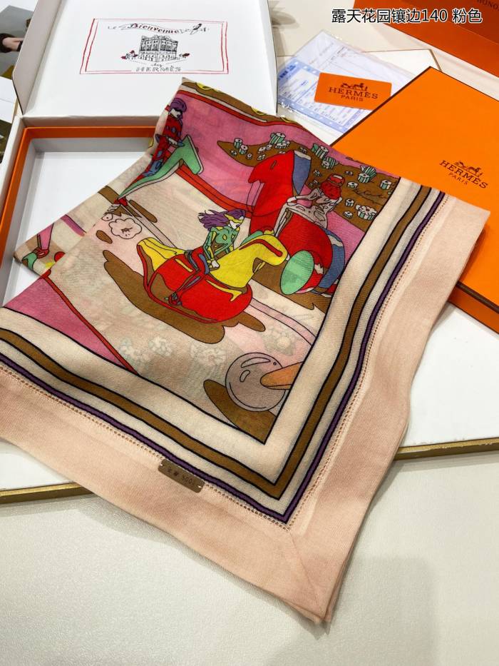 【限定】エルメス コピーおすすめ 両面同色カシミヤ縁取りスカーフ