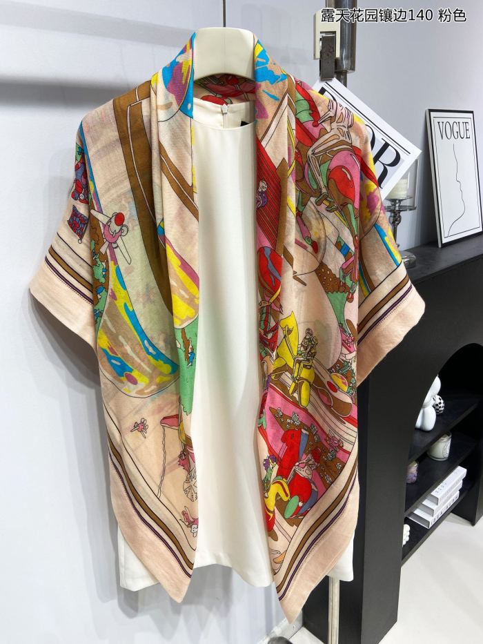 【限定】エルメス コピーおすすめ 両面同色カシミヤ縁取りスカーフ