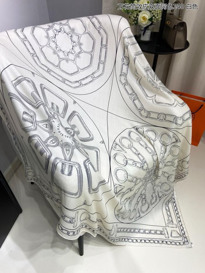 高品質 エルメス スーパーコピー万華鏡効果両面同色カシミヤスカーフ