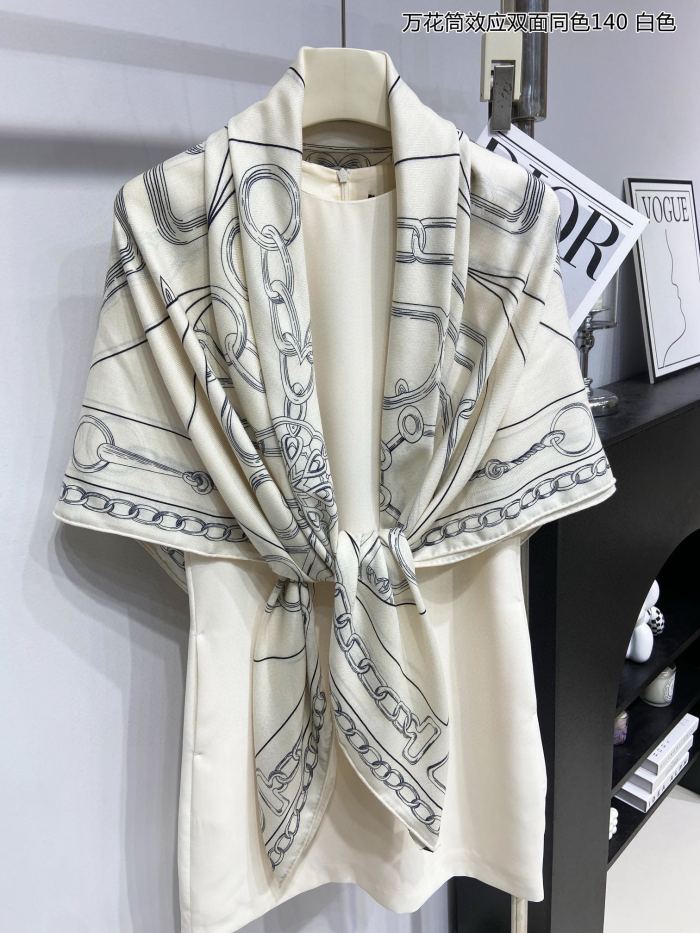 高品質 エルメス スーパーコピー万華鏡効果両面同色カシミヤスカーフ