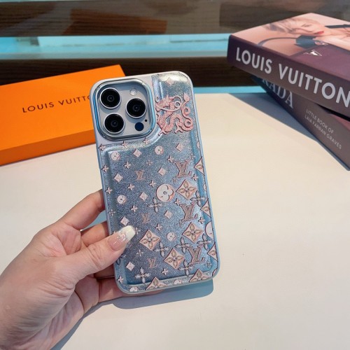 稀少 ルイヴィトン 激安偽物 lv携帯ケースマロン柄金属メッキ皮革の服感二合一携帯ケース