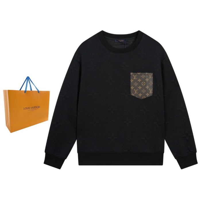 累積売上総額第１位！ ルイヴィトン n級品 24 ssエンボスエンボス老花ロゴ丸首衛衣