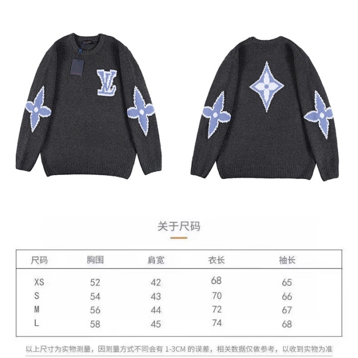 追跡付 ルイヴィトン スーパーコピー Lv 2024クローバーロゴ丸首セーター