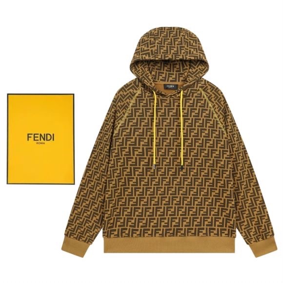 入手困難 フェンディ コピーおすすめ クラシックフルプリントダブルFキャップ付きパーカー