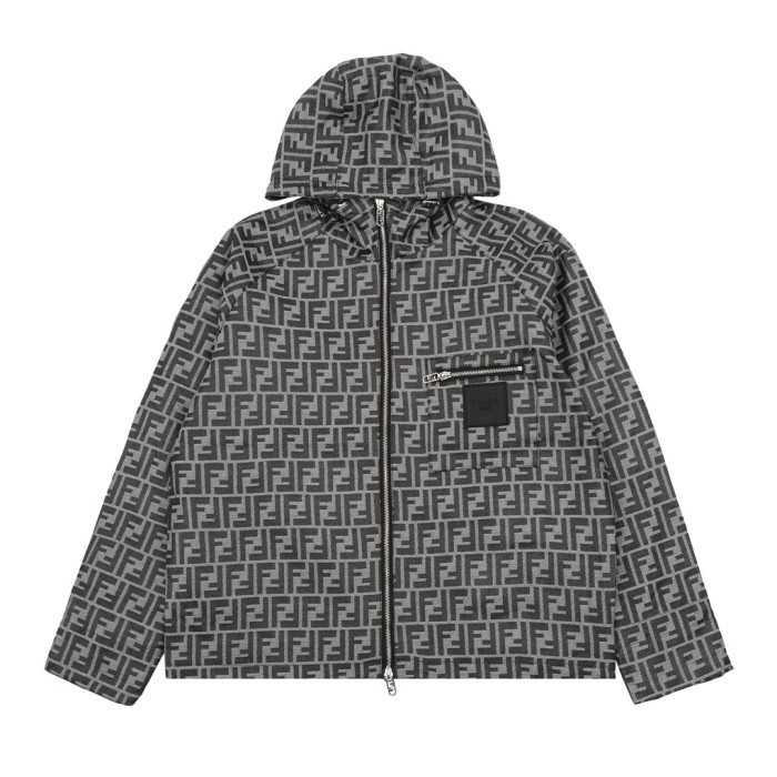 累積売上総額第１位！ フェンディ n級品 オールドフラワーFFフルプリントパーカージップコート