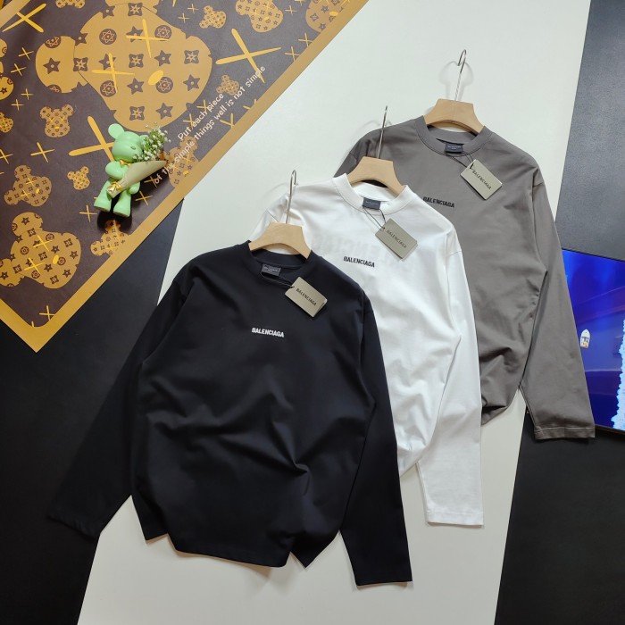 新作 バレンシアガ n級品 2024 SS前後クラシックアルファベット刺繍長袖Tシャツ3色