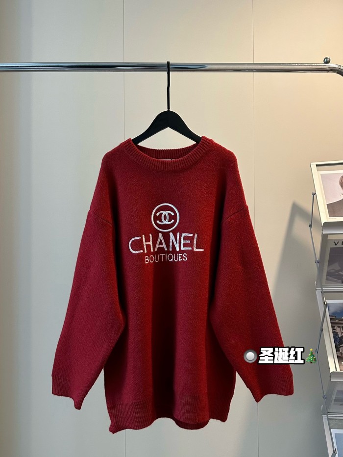 大人気 シャネル n級品 刺繍ロゴウールクルーネック厚手セーター