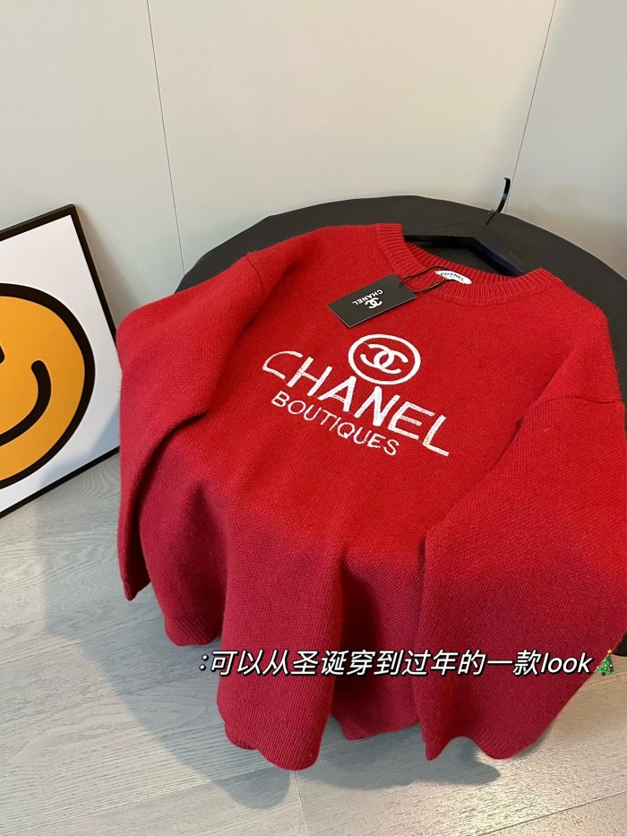 大人気 シャネル n級品 刺繍ロゴウールクルーネック厚手セーター