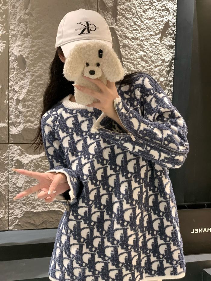 累積売上総額第１位！ディオール 激安通販 刺繍ジッパー長袖ヘッダーセーター