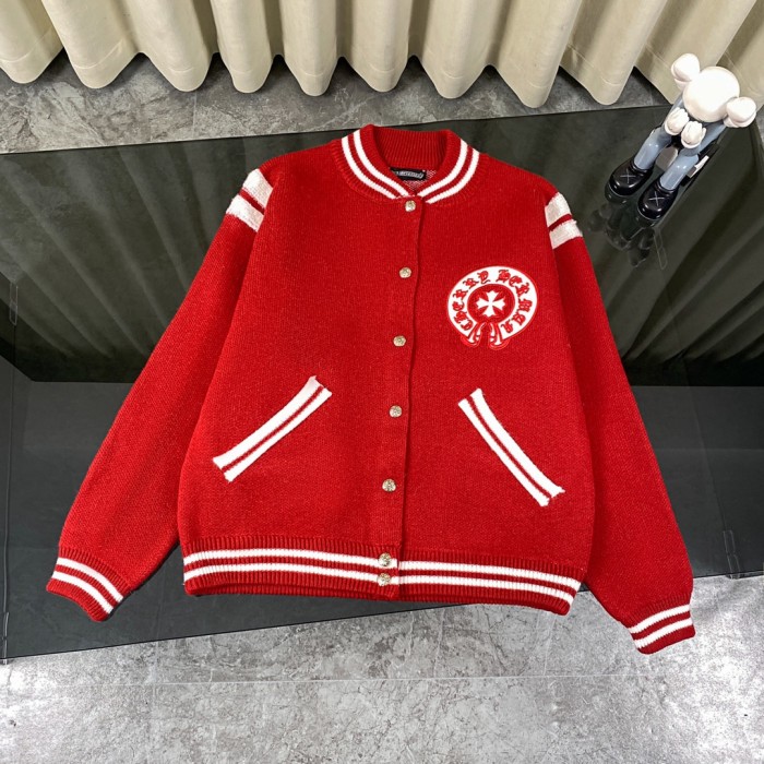 日本未入荷 クロムハーツ 激安偽物 刺繍アルファベットパッチワークセーターコートベースボールコート