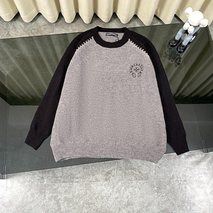 稀少 クロムハーツ スーパーコピー クロス刺繍スリーブ丸首ラグランスリーブセーター