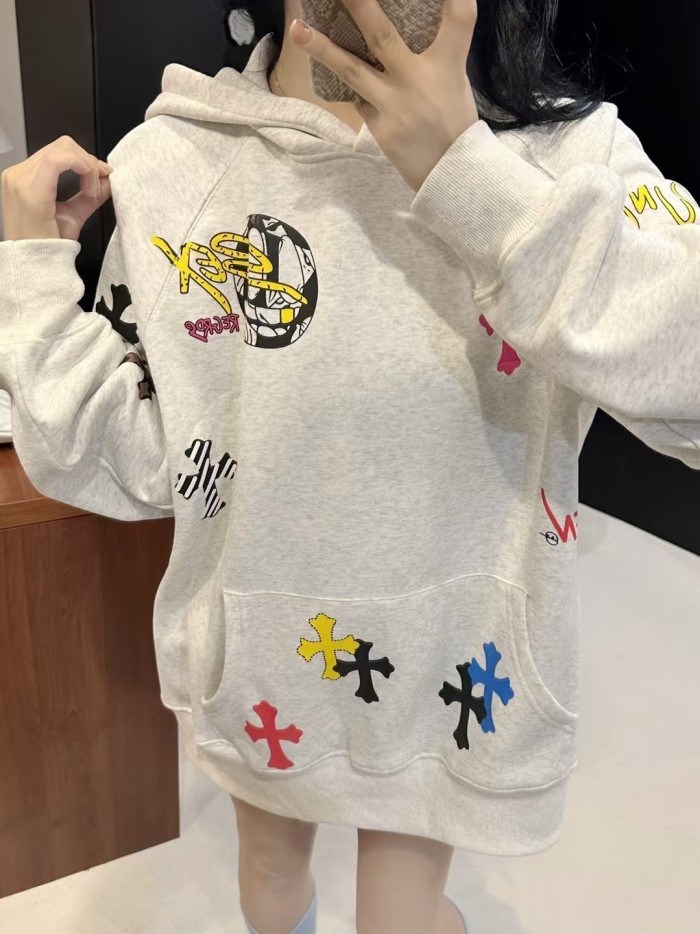 【話題商品！】クロムハーツ コピーおすすめ 秋冬の新しいアルファベットプリントのフードコート
