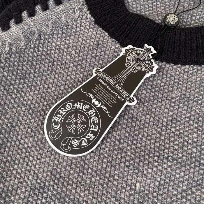 稀少 クロムハーツ スーパーコピー クロス刺繍スリーブ丸首ラグランスリーブセーター