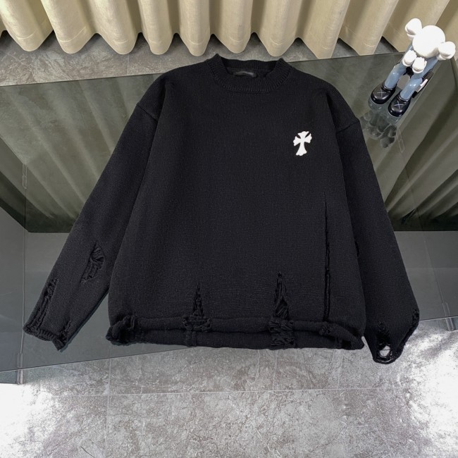 【限定】クロムハーツ n級品 クロスを貼って穴をあけるニットセーターのヘッダー