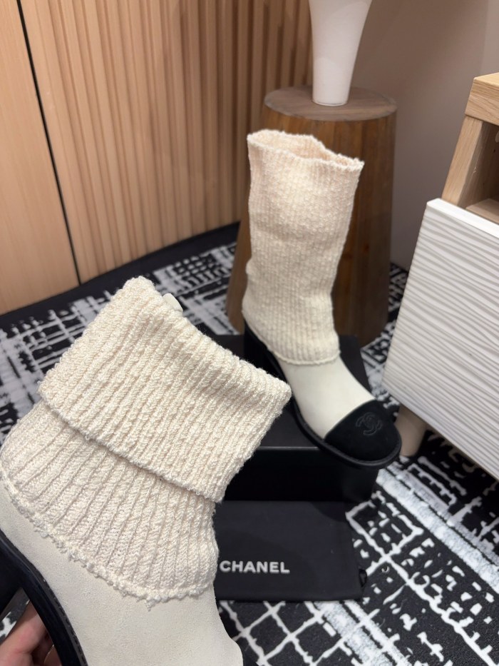 超奇跡の入荷☆ シャネル n級品24 Ss秋冬Chanel小香太ヒール毛糸ショートブーツ