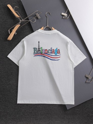 【限定】バレンシアガ コピーおすすめ コーラアルファベットのパリタワーロゴプリント半袖Tシャツ