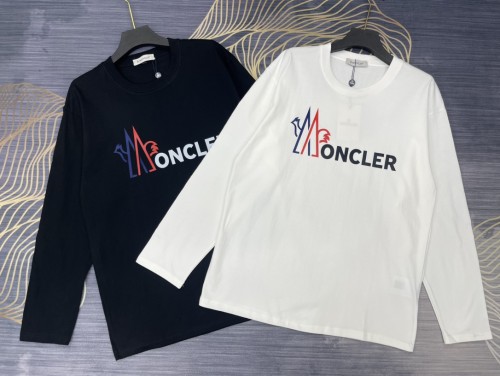稀少 モンクレール 激安通販 アルファベットロゴラウンドネック長袖Tシャツ2色