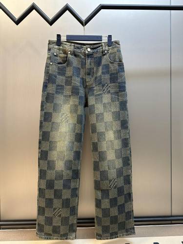 入手困難 ルイヴィトン コピーおすすめ 25ssLvチェックデニムストレートパンツ