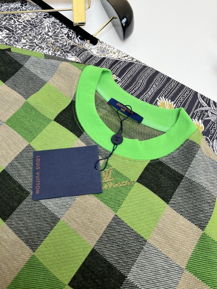 使い勝手良し ルイヴィトン n級品 Louis Vuitton 25ss白黒プリントのクルーネック半袖Tシャツ