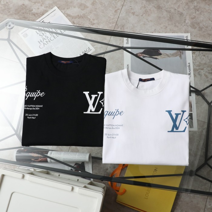 ★超人気 ルイヴィトン 激安通販 25 ss前後プリントカジュアル半袖Tシャツ