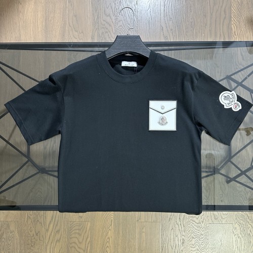 一目惚れ♪ モンクレール コピー 刺繍レザーロゴ刺繍半袖Tシャツ2色