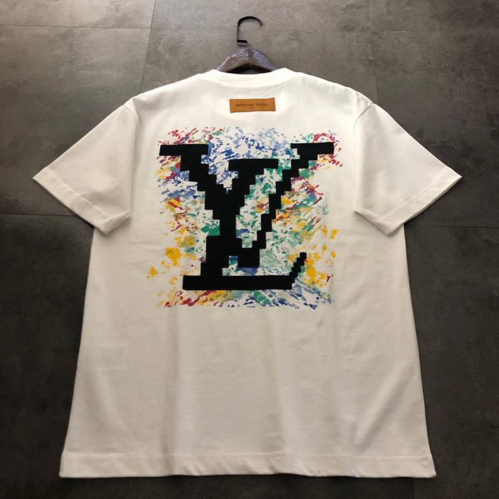稀少 ルイヴィトン 激安偽物 アルファベット貼り刺繍落書き半袖Tシャツ