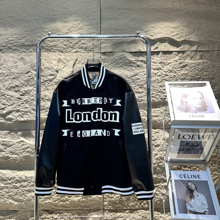 【限定】バーバリー コピー フロックアルファベット刺繍パッチワーク野球着ジャケット
