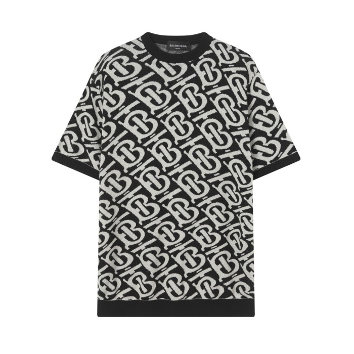 ★超人気  バーバリー コピーおすすめ クルーネックニット定番ジャカードクラフトセーター半袖Tシャツ