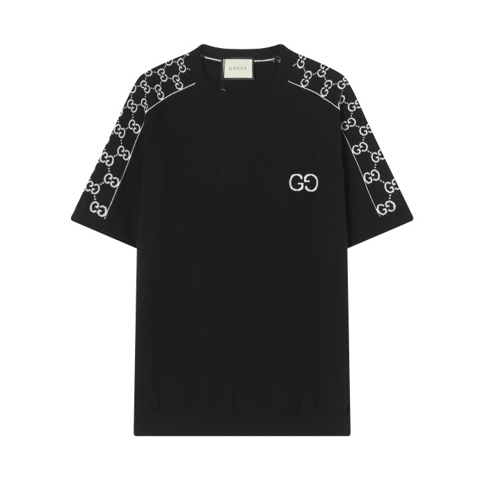 超話題! グッチ 偽物通販  ロゴニットクルーネック半袖Tシャツ