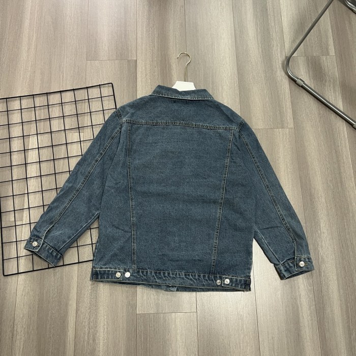 【話題商品！】バレンシアガ コピー 胸元黒刺繍アルファベットロゴ高品質デニムジャケットカップル水洗レトロブルーデニムジャケット