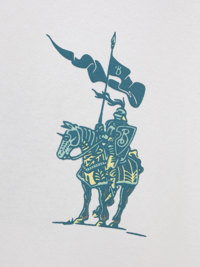 超話題! バーバリー n級品 25ss春夏新作ロゴ馬術騎士プリント丸首Tシャツ
