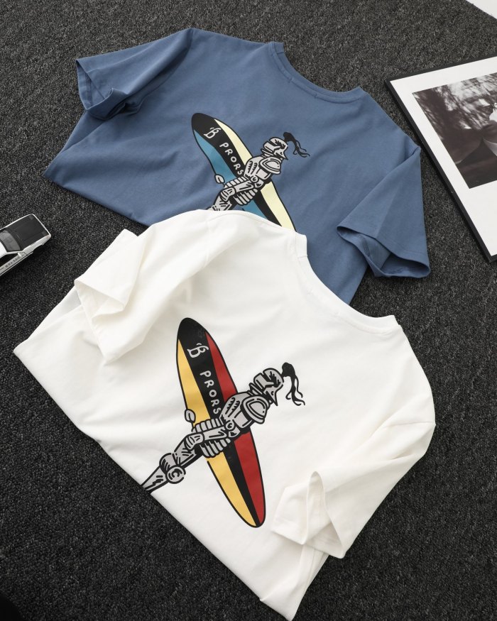 日本未入荷 バーバリー コピー スケッチプラカードプリント夏の丸首半袖Tシャツ2色