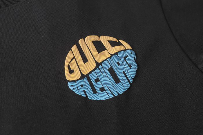 使い勝手良し グッチ 激安偽物 Gucci X Balenciagaグッチ連名25 ssロゴプリントクルーネックTシャツ半袖