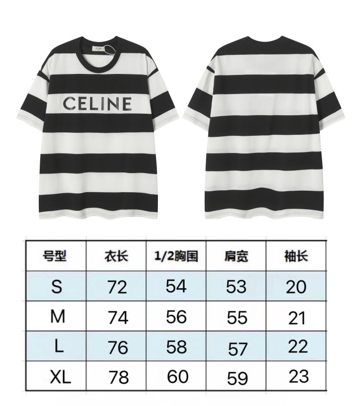 追跡付 セリーヌ n級品 アルファベットロゴのゆったりとしたストライプのチェック半袖