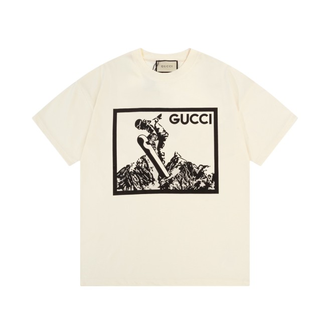 追跡付 グッチ コピー 雪山シリーズスキープリント半袖Tシャツ