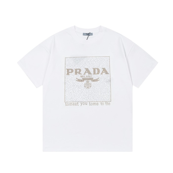追跡付 プラダ 激安通販 大文字三角スケールドリル半袖Tシャツ